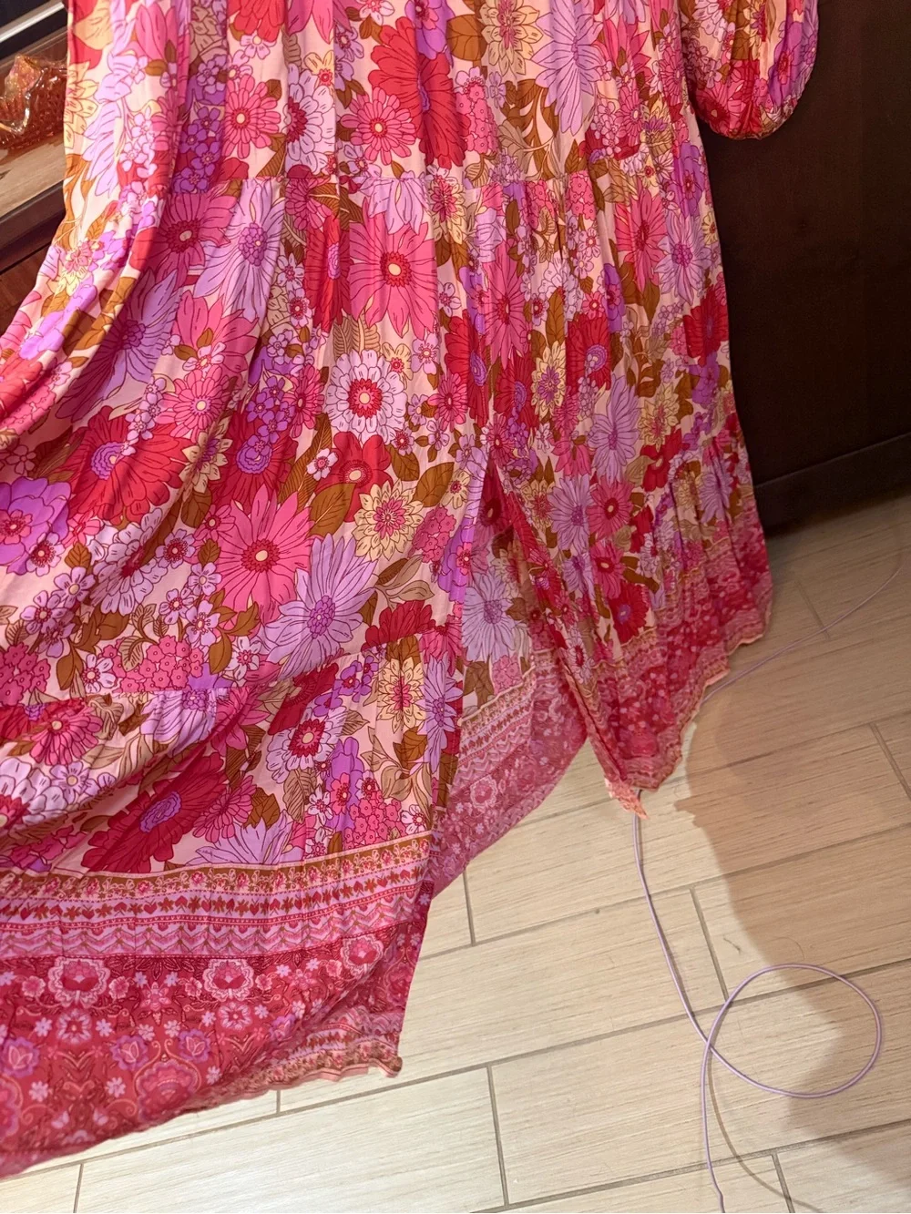 Baltic Born Pink Floral V‑Neck Boho Maxi Dress NEW WITH TAGS💖